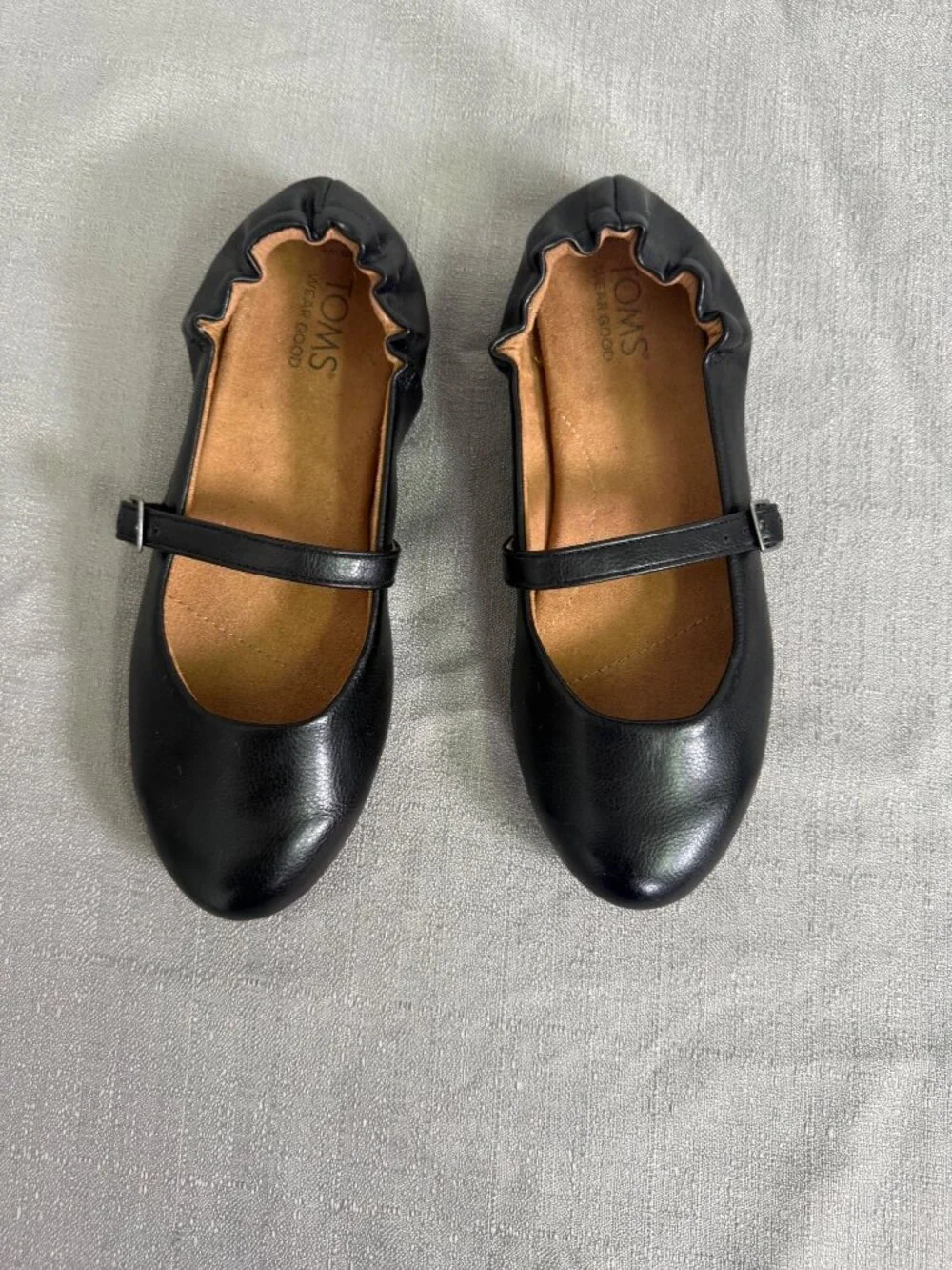 TOMS Lucy Mary Jane Flats Shoes Black Business Career School Casual Size 6